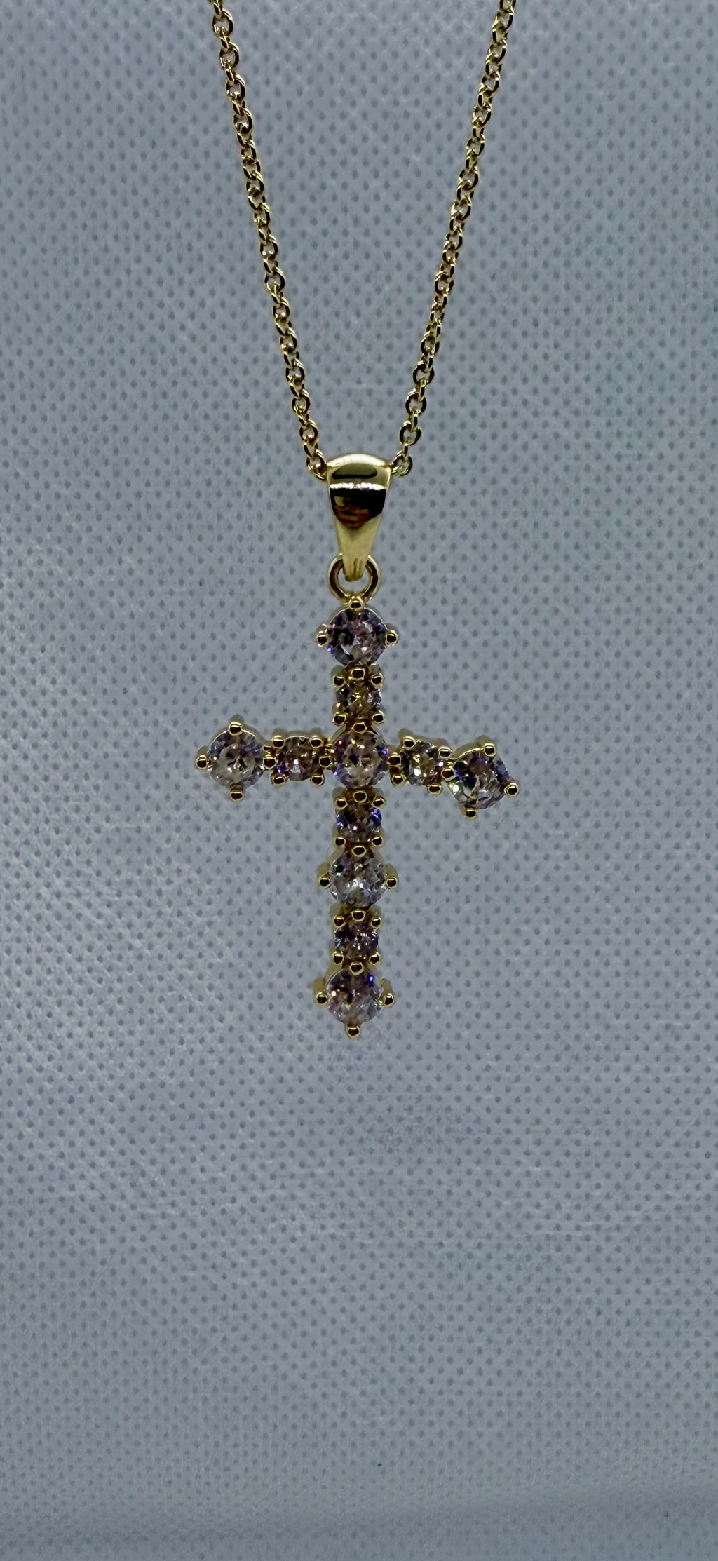 Chaîne Croix – Plaqué Or & Zircon