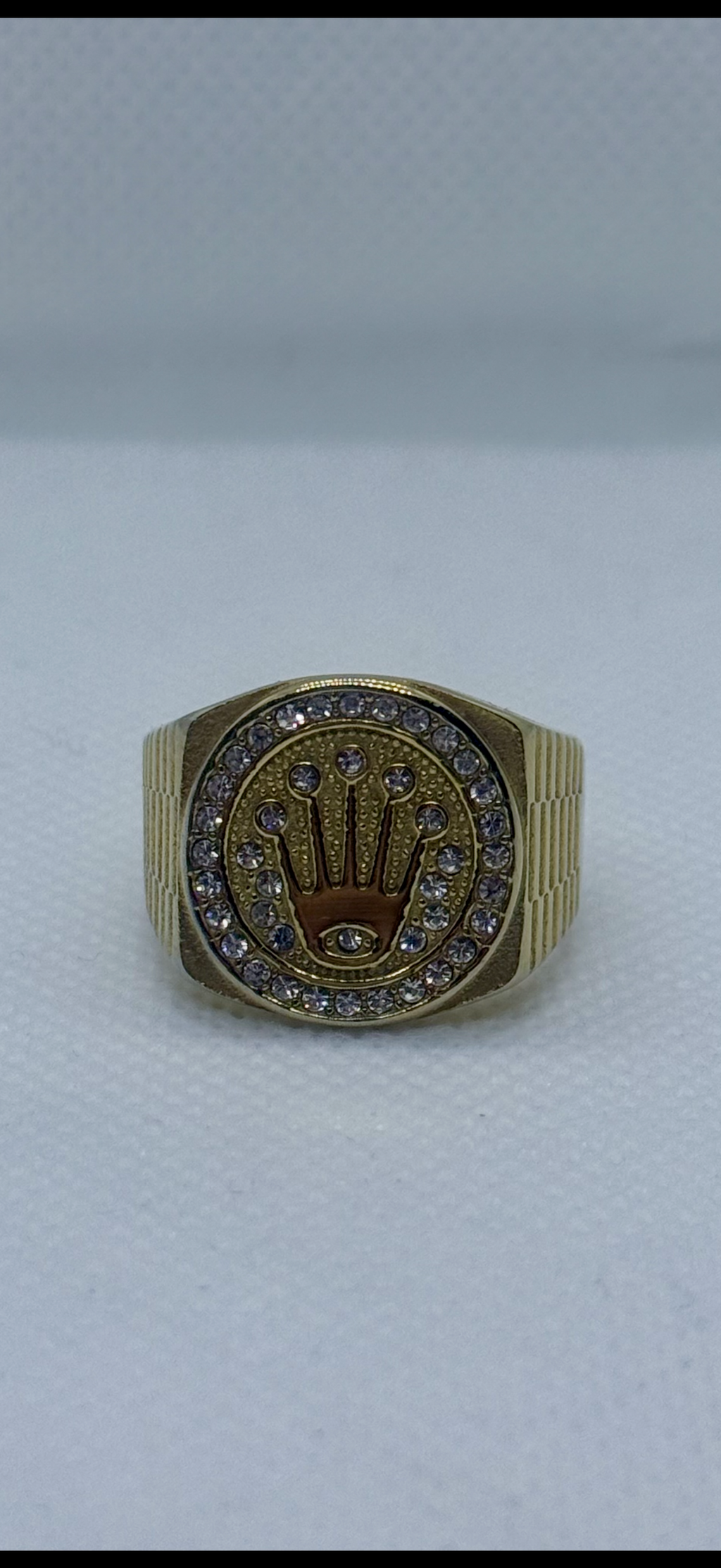 Bague Couronne – Plaqué Or & Zircon
